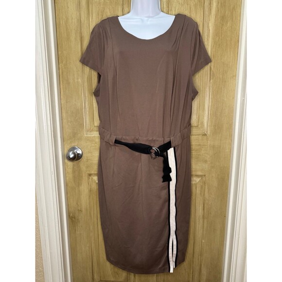 Eloquii Plus Size 20 Cap Sleeve Belted Sheath Dress - Picture 1 of 9